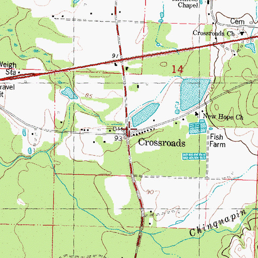 Topographic Map of Crossroads, MS