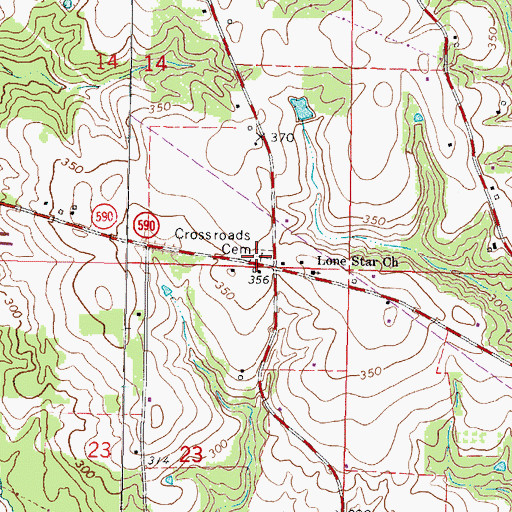 Topographic Map of Crossroads Cemetery, MS
