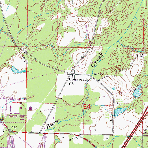 Topographic Map of Crossroads Church, MS