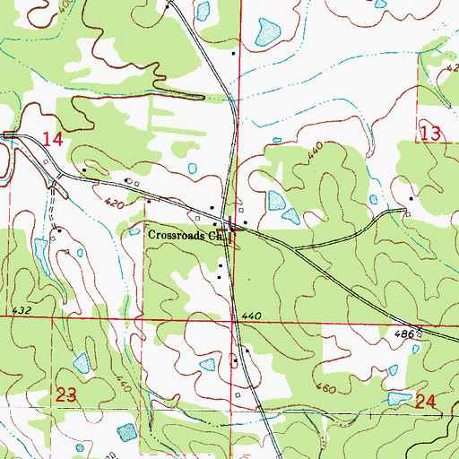 Topographic Map of Crossroads Church, MS