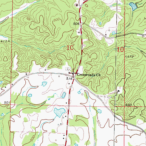 Topographic Map of Crossroads Church, MS