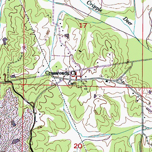 Topographic Map of Crossroads Church, MS