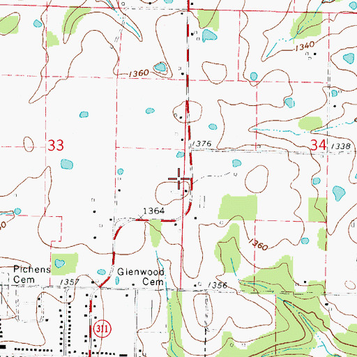 Topographic Map of Township of Hickory, AR