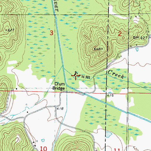 Topographic Map of Crum Creek, MS