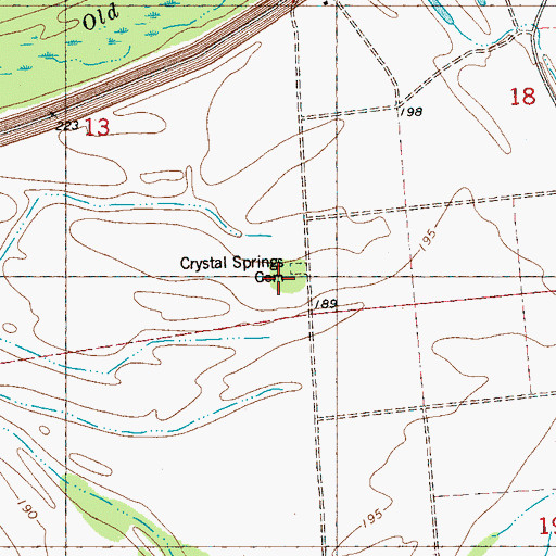 Topographic Map of Crystal Springs Cemetery, MS