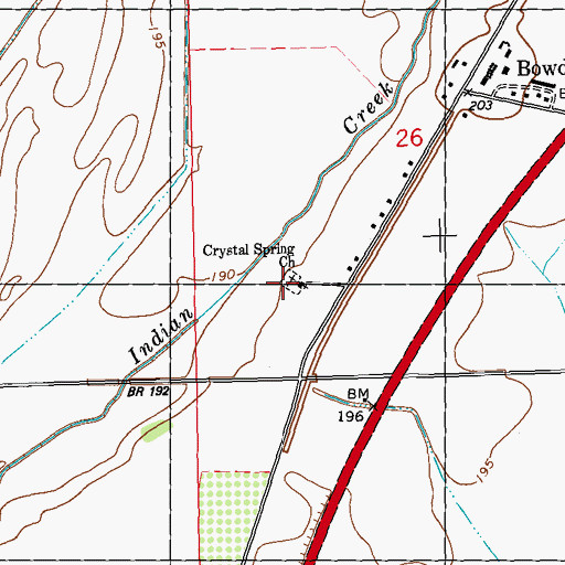 Topographic Map of Crystal Spring Church, MS