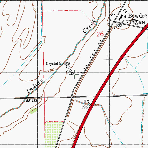 Topographic Map of Crystal Springs School, MS