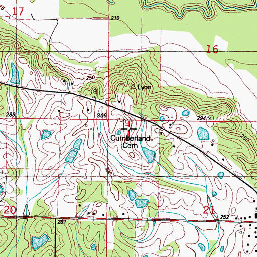 Topographic Map of Cumberland Cemetery, MS