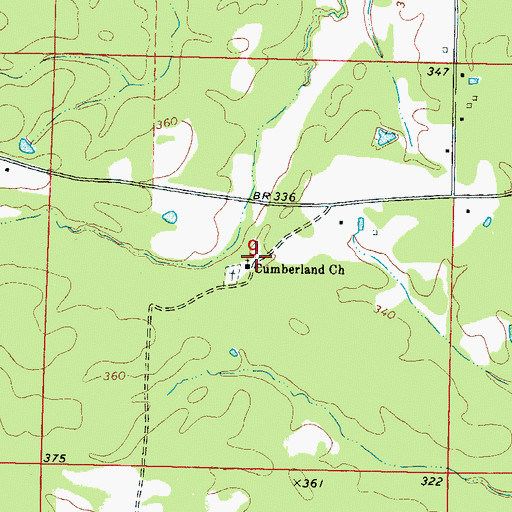 Topographic Map of Cumberland Church, MS
