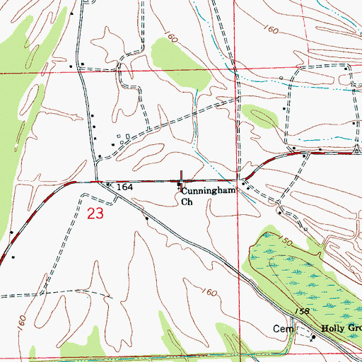 Topographic Map of Cunningham Church, MS
