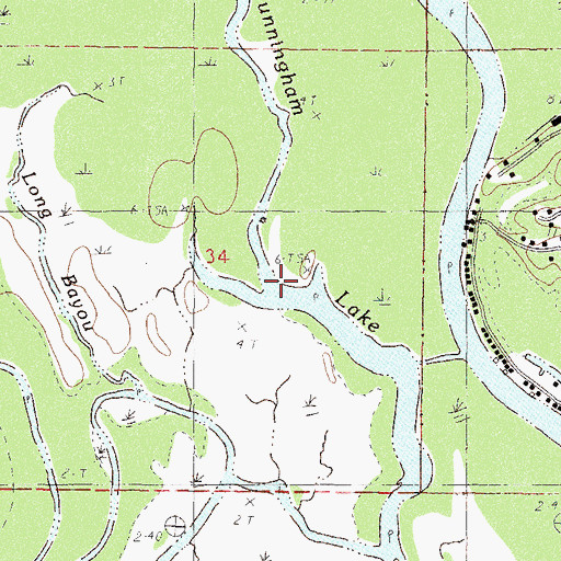 Topographic Map of Cunningham Lake, MS