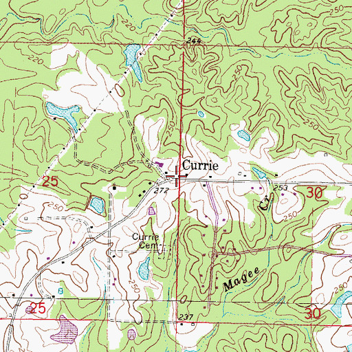 Topographic Map of Currie, MS