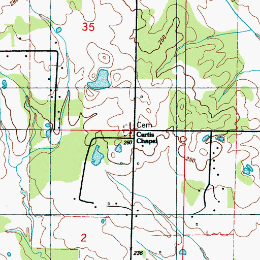 Topographic Map of Curtis Chapel, MS