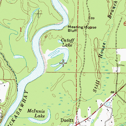 Topographic Map of Cutoff Lake, MS