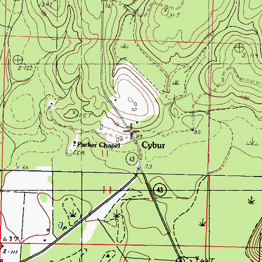 Topographic Map of Cybur, MS