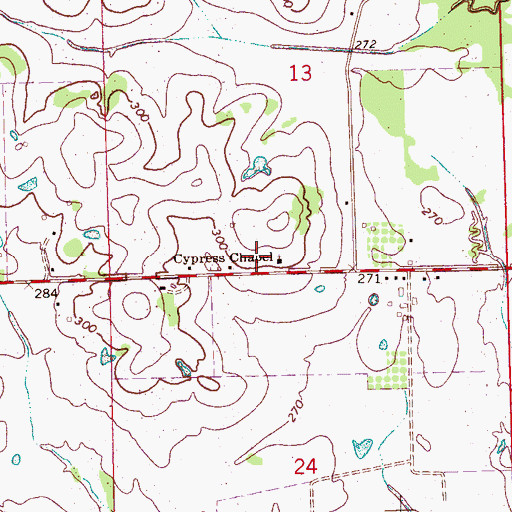 Topographic Map of Cypress Chapel, MS