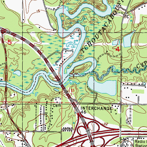 Topographic Map of Cypress Creek, MS