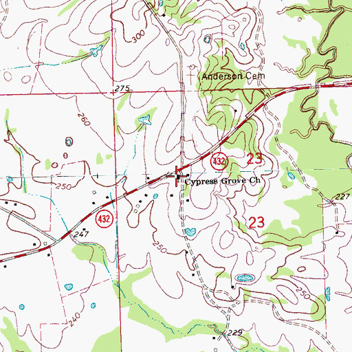 Topographic Map of Cypress Grove Church, MS