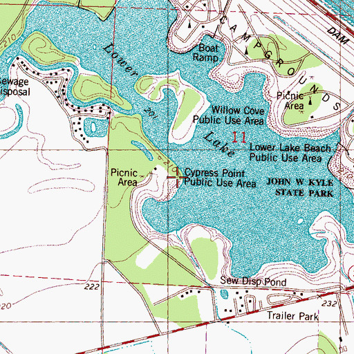 Topographic Map of Cypress Point, MS
