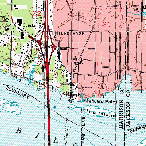 Topographic Map of D'Iberville, MS
