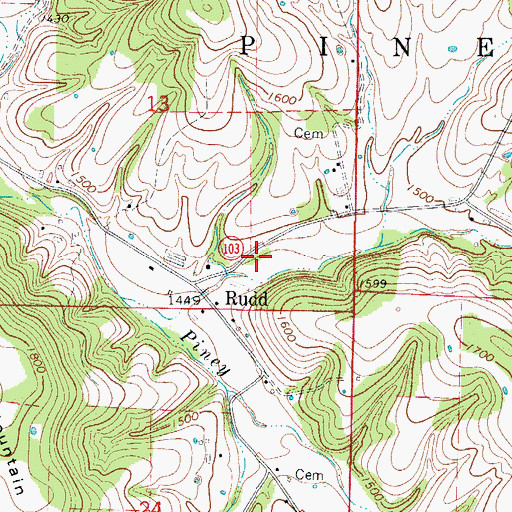 Topographic Map of Township of Piney, AR