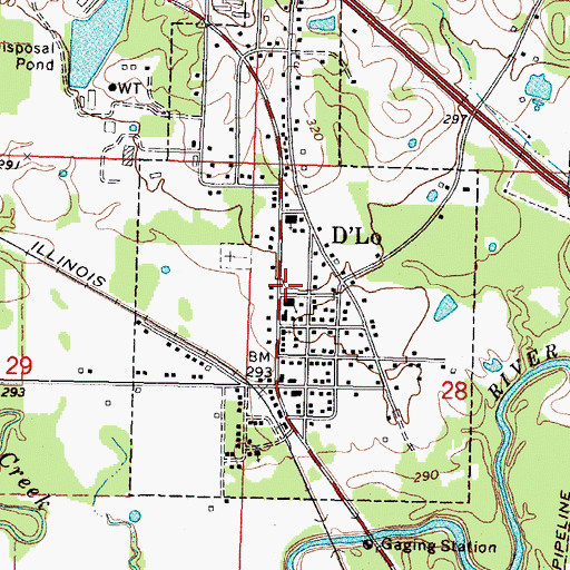 Topographic Map of D'Lo, MS