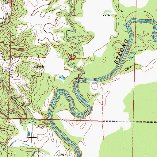 Topographic Map of Dabbs Creek, MS