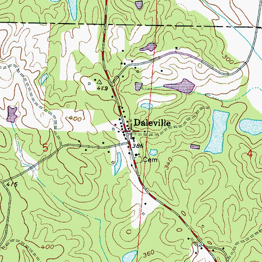 Topographic Map of Daleville, MS