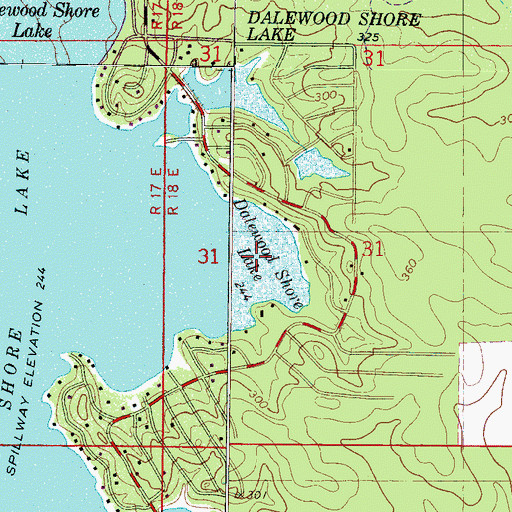 Topographic Map of Dalewood Shore Lake, MS