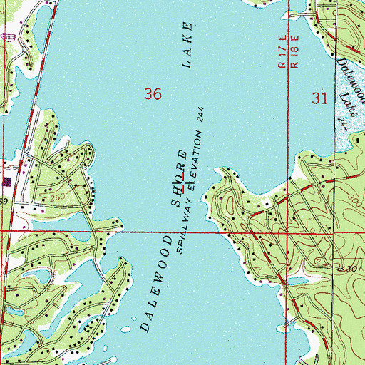 Topographic Map of Dalewood Shore Lake, MS
