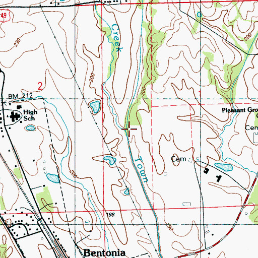 Topographic Map of Dalton Creek, MS