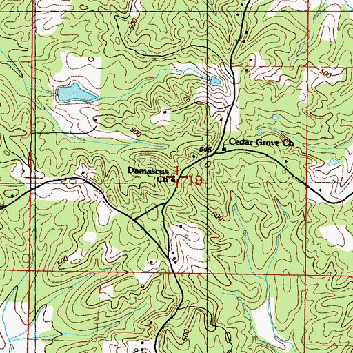 Topographic Map of Damascus Church, MS