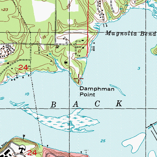 Topographic Map of Damphman Point, MS