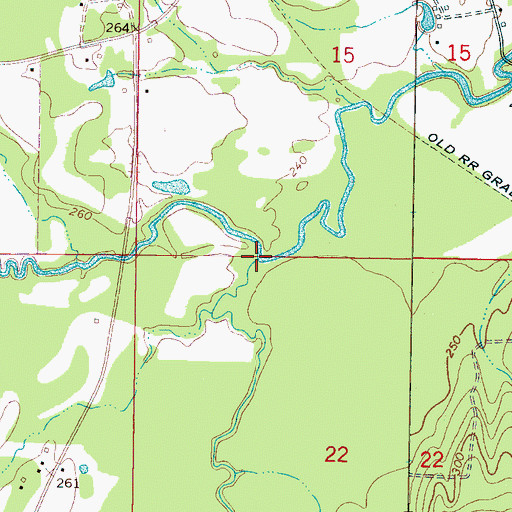 Topographic Map of Dancing Rabbit Creek, MS