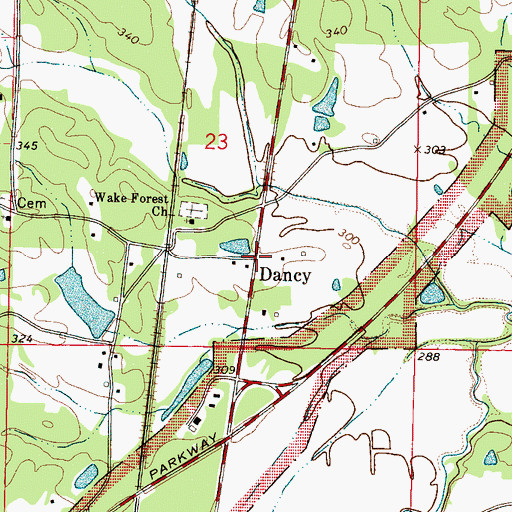 Topographic Map of Dancy, MS