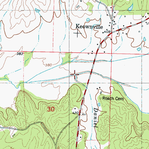 Topographic Map of Daniel Creek, MS