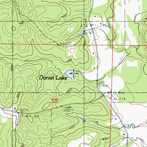 Topographic Map of Daniel Lake, MS
