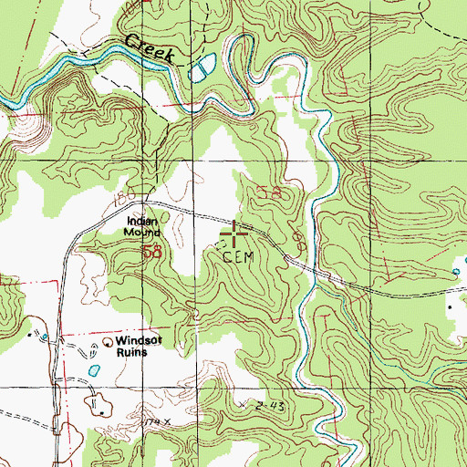 Topographic Map of Daniell Cemetery, MS