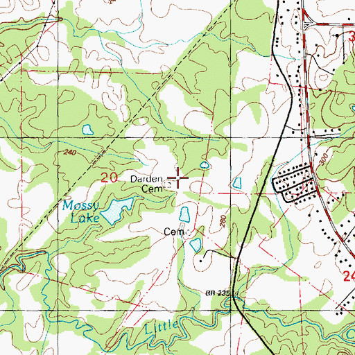 Topographic Map of Darden Cemetery, MS