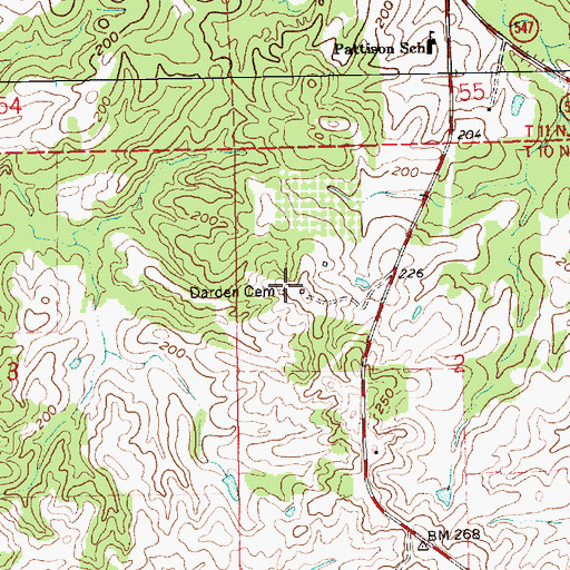 Topographic Map of Darden Cemetery, MS