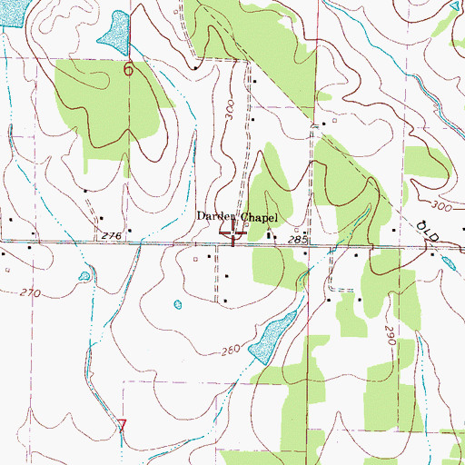 Topographic Map of Darden Chapel Baptist Church, MS