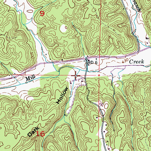 Topographic Map of Dark Hollow, MS