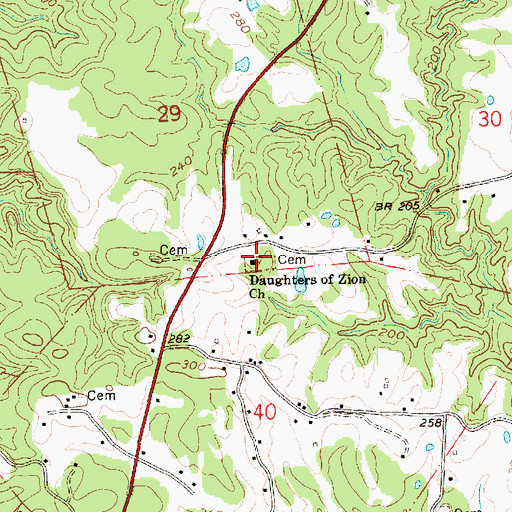Topographic Map of Daughters of Zion Church, MS