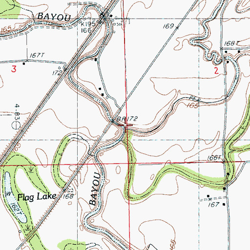 Topographic Map of David Bayou, MS