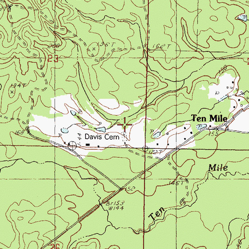 Topographic Map of Davis Cemetery, MS