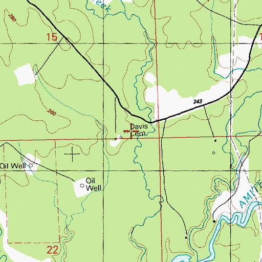 Topographic Map of Davis Cemetery, MS