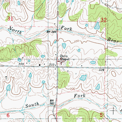 Topographic Map of Davis Cemetery, MS