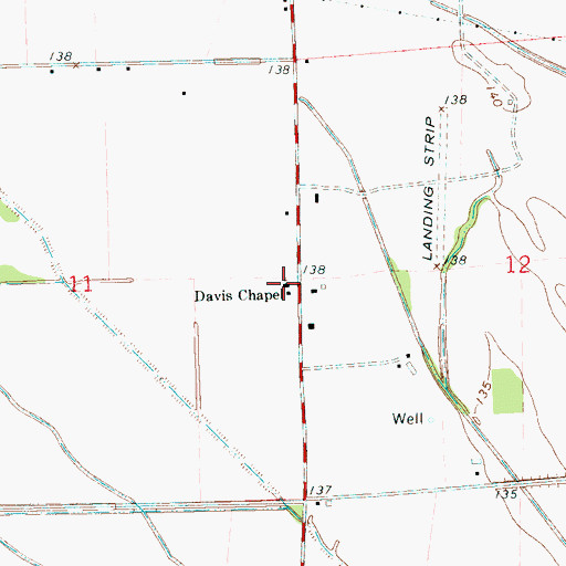 Topographic Map of Davis Chapel, MS