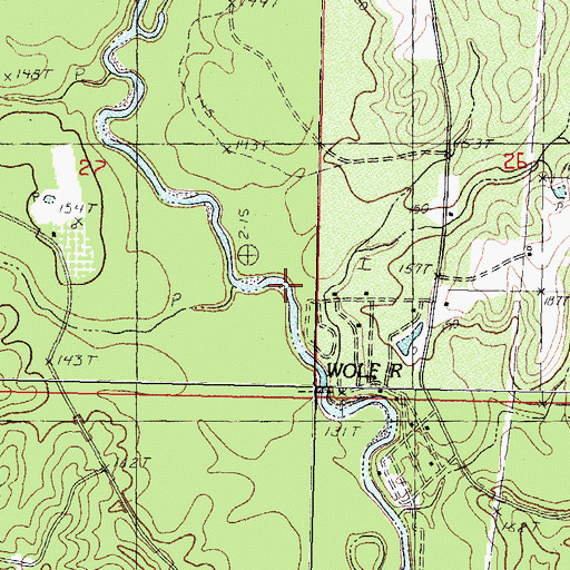 Topographic Map of Davis Creek, MS