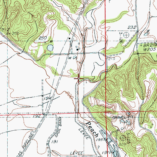 Topographic Map of Davis Creek, MS